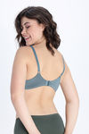 Zivame Padded Regular Wired Low Coverage Plunge Neck Tshirt Bra - Grey Green — thumbnail 4